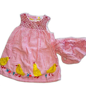 Baby Boden Seeresucker Chick Dress & Ruffled Bloomer (6-12 Months)